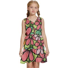 Flowers-27 Kids  Sleeveless Tiered Mini Dress