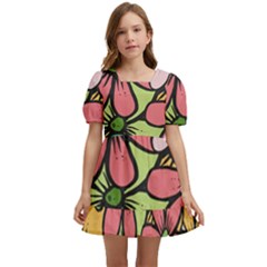 Flowers-27 Kids  Short Sleeve Dolly Dress