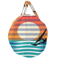 Waves Windsurfer Sun Giant Round Zipper Tote by Ravend