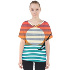 Waves Windsurfer Sun V-neck Dolman Drape Top