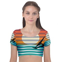 Waves Windsurfer Sun Velvet Short Sleeve Crop Top 