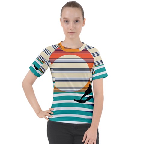 Waves Windsurfer Sun Women s Sport Raglan Tee by Ravend