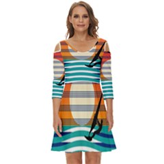 Waves Windsurfer Sun Shoulder Cut Out Zip Up Dress