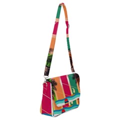 Beach Summer Wallpaper Shoulder Bag With Back Zipper by Ravend