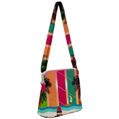 Beach Summer Wallpaper Zipper Messenger Bag by Ravend