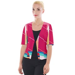 Beach Summer Wallpaper Cropped Button Cardigan