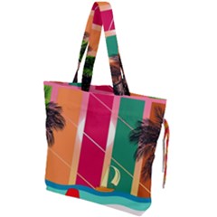 Beach Summer Wallpaper Drawstring Tote Bag by Ravend