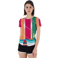 Beach Summer Wallpaper Back Cut Out Sport Tee by Ravend