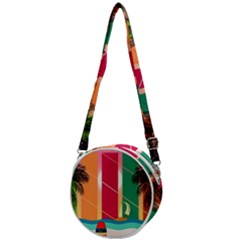 Beach Summer Wallpaper Crossbody Circle Bag by Ravend