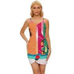 Beach Summer Wallpaper Wrap Tie Front Dress by Ravend