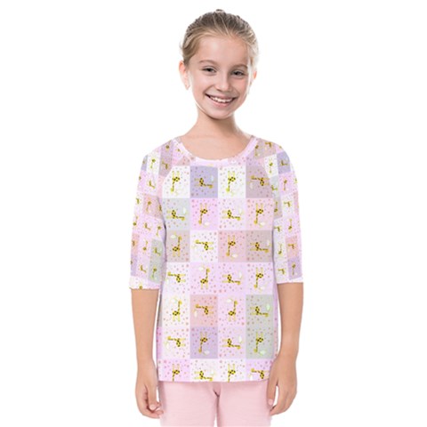 Giraffe Pattern Art Background Kids  Quarter Sleeve Raglan Tee by Ravend