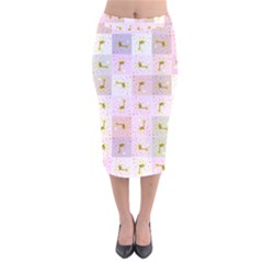 Giraffe Pattern Art Background Velvet Midi Pencil Skirt by Ravend