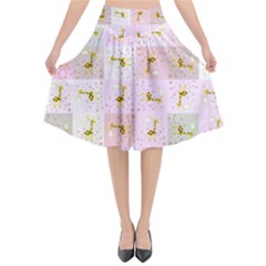 Giraffe Pattern Art Background Flared Midi Skirt by Ravend