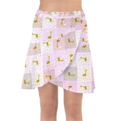 Giraffe Pattern Art Background Wrap Front Skirt by Ravend