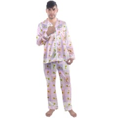 Giraffe Pattern Art Background Men s Long Sleeve Satin Pajamas Set by Ravend