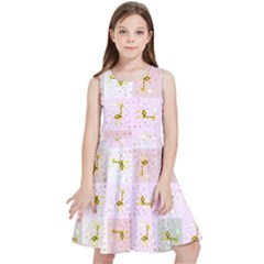 Giraffe Pattern Art Background Kids  Skater Dress by Ravend