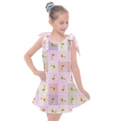 Giraffe Pattern Art Background Kids  Tie Up Tunic Dress by Ravend