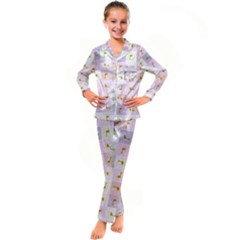 Giraffe Pattern Art Background Kid s Satin Long Sleeve Pajamas Set by Ravend