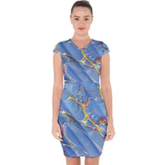 Art Marble Stone Rock Pattern Design Wallpaper Capsleeve Drawstring Dress  by Ravend