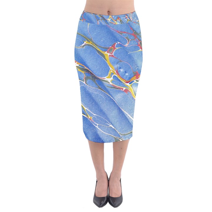 Art Marble Stone Rock Pattern Design Wallpaper Velvet Midi Pencil Skirt