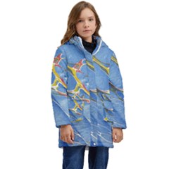 Art Marble Stone Rock Pattern Design Wallpaper Kid s Hooded Longline Puffer Jacket by Ravend