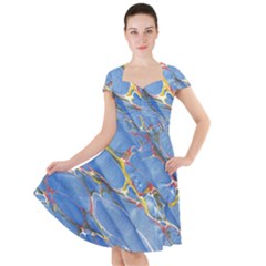 Art Marble Stone Rock Pattern Design Wallpaper Cap Sleeve Midi Dress by Ravend