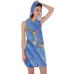 Art Marble Stone Rock Pattern Design Wallpaper Racer Back Hoodie Dress by Ravend