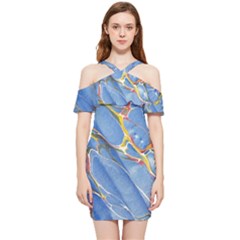 Art Marble Stone Rock Pattern Design Wallpaper Shoulder Frill Bodycon Summer Dress by Ravend