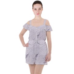 Marble Background Marble Pattern Ruffle Cut Out Chiffon Playsuit by Ravend