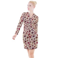 Neuron Nerve Cell Neurology Button Long Sleeve Dress by Ravend