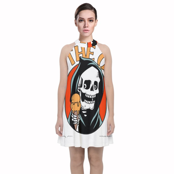 Halloween Velvet Halter Neckline Dress 