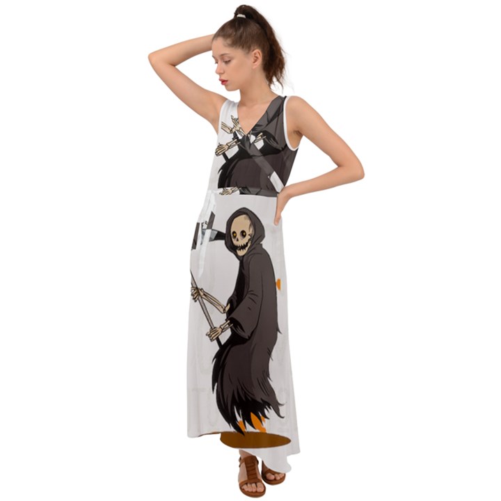 Halloween V-Neck Chiffon Maxi Dress