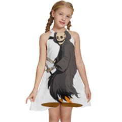 Halloween Kids  Halter Collar Waist Tie Chiffon Dress