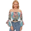 Halloween Off Shoulder Flutter Bell Sleeve Top View1