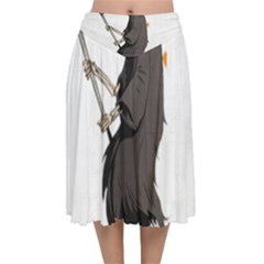 Halloween Velvet Flared Midi Skirt