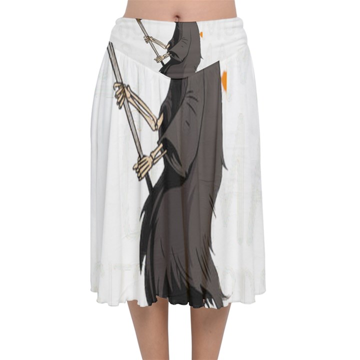 Halloween Velvet Flared Midi Skirt