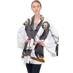 Halloween Long Sleeve Velvet Kimono  by Sparkle