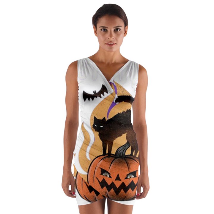 Halloween Wrap Front Bodycon Dress