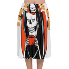 Halloween Velvet Flared Midi Skirt