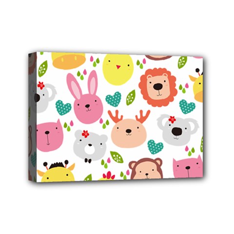 Cute Animals Cartoon Seamless Background Mini Canvas 7  X 5  (stretched) by danenraven