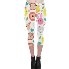 Cute Animals Cartoon Seamless Background Capri Leggings  by danenraven