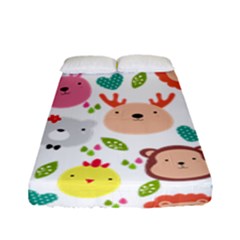 Cute Animals Cartoon Seamless Background Fitted Sheet (full/ Double Size) by danenraven