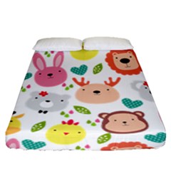 Cute Animals Cartoon Seamless Background Fitted Sheet (queen Size) by danenraven