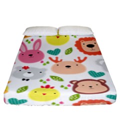 Cute Animals Cartoon Seamless Background Fitted Sheet (king Size) by danenraven