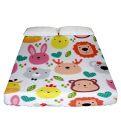 Cute Animals Cartoon Seamless Background Fitted Sheet (california King Size) by danenraven