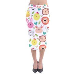 Cute Animals Cartoon Seamless Background Velvet Midi Pencil Skirt by danenraven