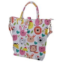 Cute Animals Cartoon Seamless Background Buckle Top Tote Bag by danenraven