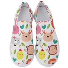 Cute Animals Cartoon Seamless Background Men s Slip On Sneakers by danenraven