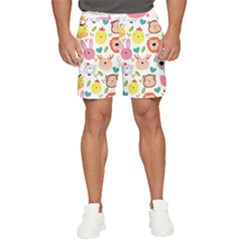 Cute Animals Cartoon Seamless Background Men s Runner Shorts by danenraven