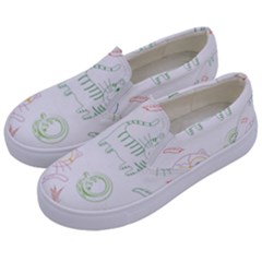 Cats And Food Doodle Seamless Pattern Kids  Canvas Slip Ons by danenraven